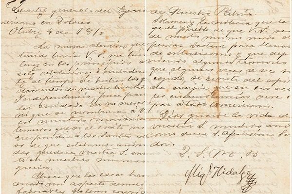 Subastarán carta firmada por Miguel Hidalgo en 110 mil pesos