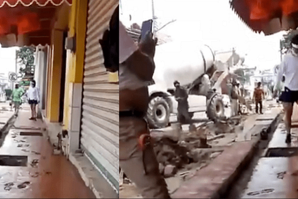 #LadyBanqueta arruina obra pública que la disgustó #VIDEO