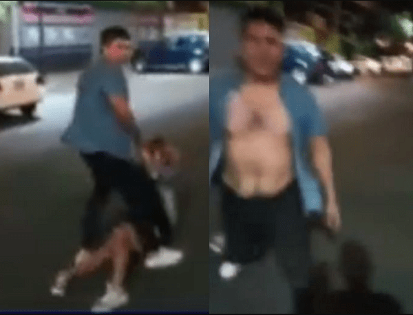 Joven intenta auxilar a mujer agredida por su pareja, pero también es amenzado #VIDEO