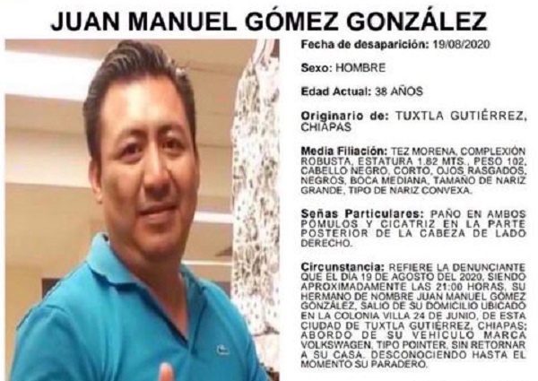 Juan Manuel desapareció abordo de su automóvil en Chiapas, su familia lo busca