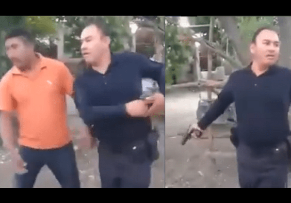 Sin saber qué hacer, policía dispara su arma para "disuadir" una pelea callejera #VIDEO