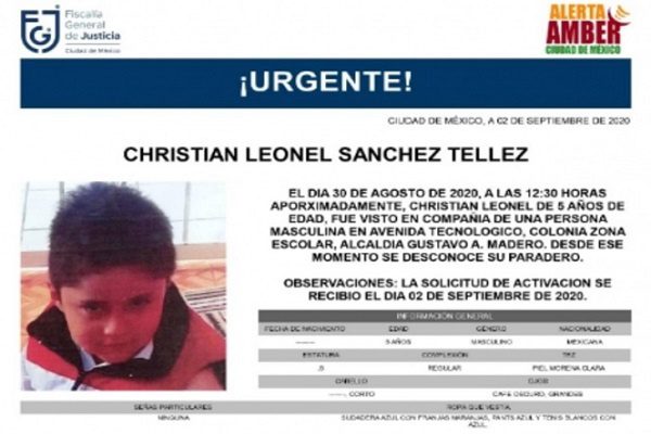 #AlertaAmber Cristian Leonel desapareció en la GAM