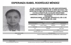 LOCALIZADA Esperanza Isabel, tiene 14 años y desapareció en la Venustiano Carranza #AlertaAmber