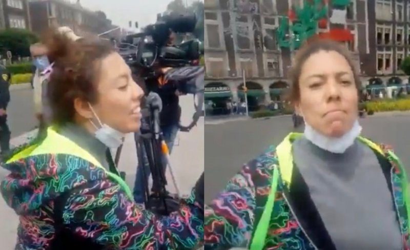 #DamaFrenadora cachetea a persona que la grabó en el Zócalo #VIDEO