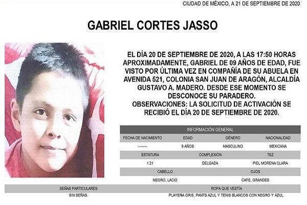 #AlertaAmber Gabriel, de 9 años, desapareció ayer en la GAM