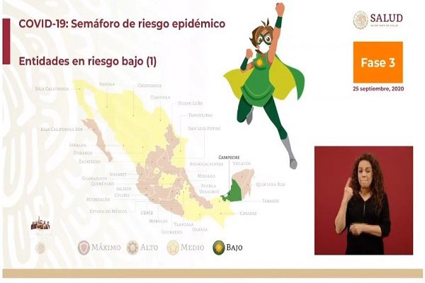 Campeche se convierte en el primer estado en llegar a color verde