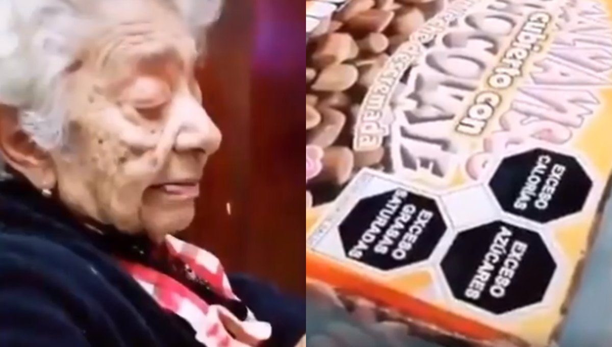 Abuelita reacciona al nuevo etiquetado y se viraliza #VIDEO