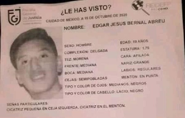 Edgar desapareció en la alcaldía Cuauhtémoc, ayudemos a que pronto vuelva a casa