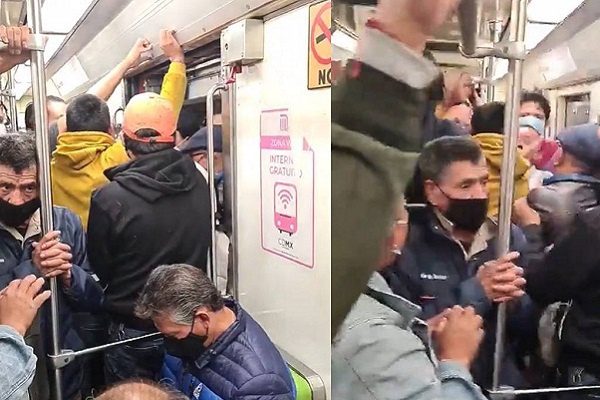 Se pelean en el metro de la CDMX por falta de espacio #VIDEO