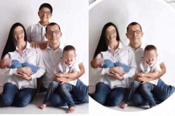 Mujer se toma foto familiar y luego pide que borren a su hijastro de ella