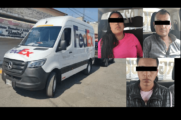 Detienen a tres sujetos cuando vaciaban camioneta de paquetería, tenían al chófer secuestrado