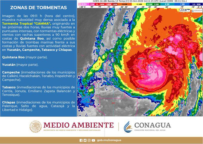 Tormenta tropical Gamma tocó tierra en inmediaciones de Tulum
