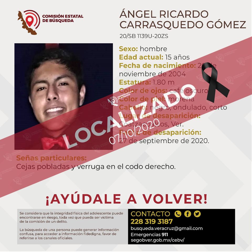 Localizan muerto a joven de 15 años, desaparecido en Coatzacoalcos