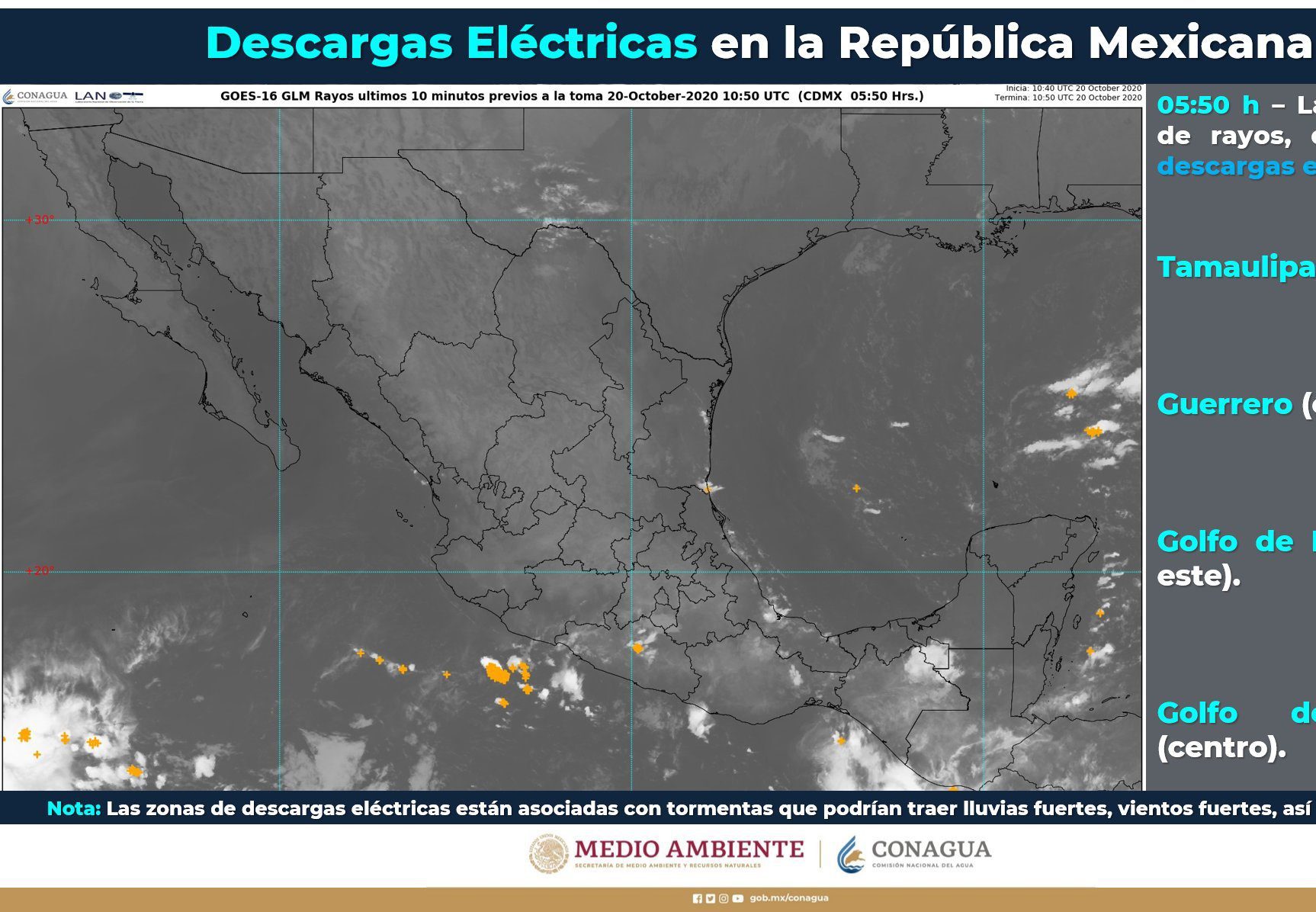 El SMN pronostica lluvias fuertes en nueve entidades de México