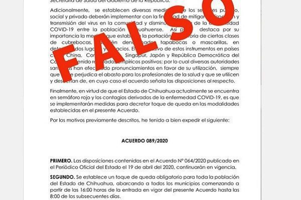 Chihuahua desmiente toque de queda difundido en redes