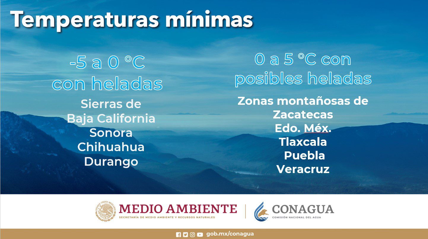 Frente frío 12 provocará un descenso de temperaturas en distintos puntos de México