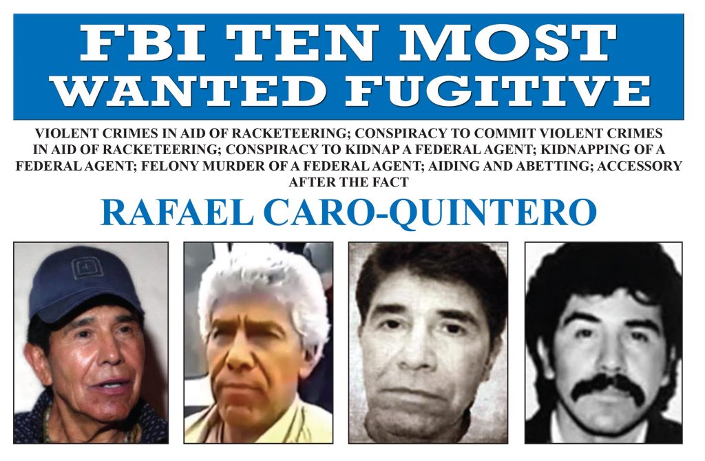 DEA coloca a Caro Quintero en primer lugar de su lista de los "más buscados"