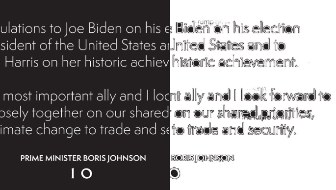 Internautas descubren un error en la felicitación de Boris Johnson a Joe Biden