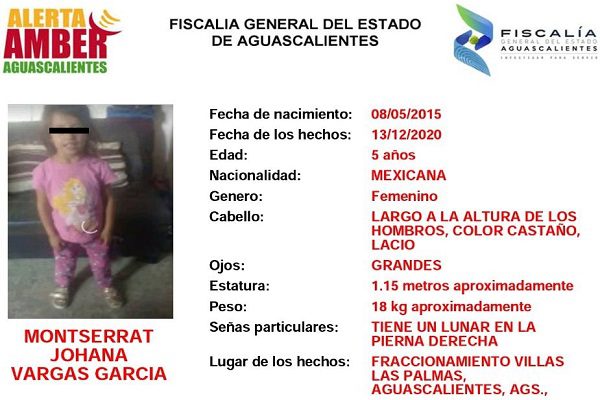 Localizan sin vida a niña de 5 años desaparecida en Aguascalientes
