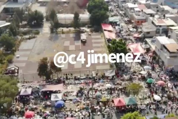 En pleno semáforo rojo, abarrotan tianguis de Iztapalapa #VIDEO