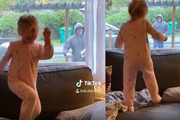 Todos los días, cartero visita a pequeña para alegrar su confinamiento #VIDEOS