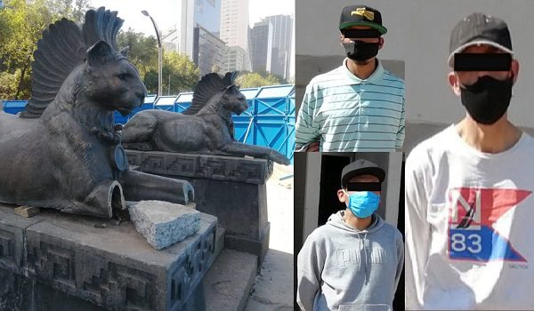 Detienen a responsables de cortar patas a leopardos en monumento a Cuauhtémoc