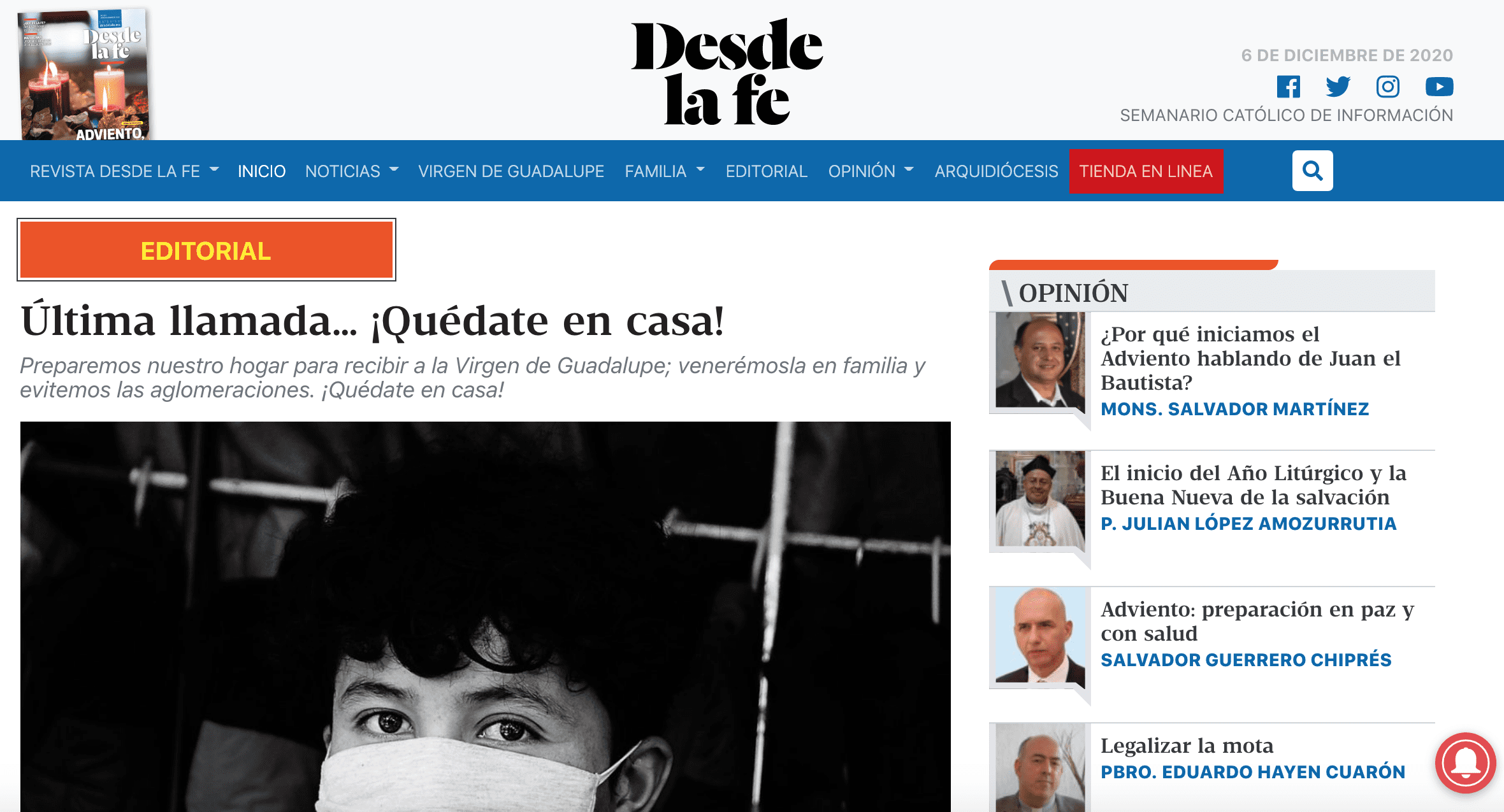 "Última llamada ¡Quédate en casa!", pide Arquidiócesis de México