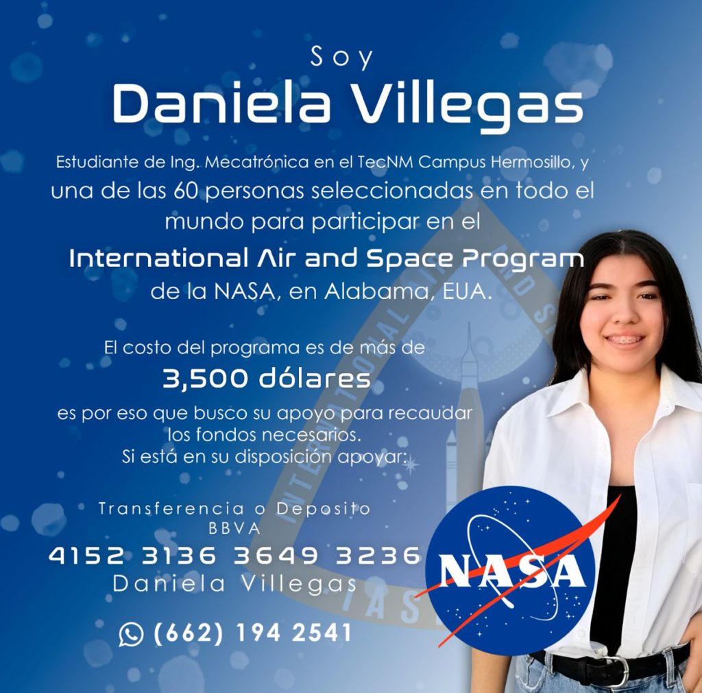 Joven seleccionada por la NASA pide apoyo para asistir a programa espacial