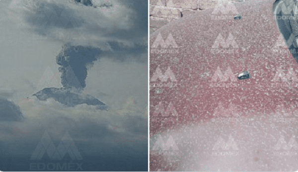 Reportan caída de ceniza del volcán Popocatépetl en el Estado de México
