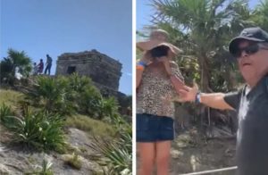 Exhiben a turistas subiendo a ruinas prohibidas en Tulum, “edúquense”, les dicen #VIDEO