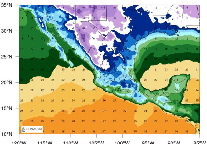 Siguen las bajas temperaturas y lluvias por el frente frío 26 en distintos puntos del territorio