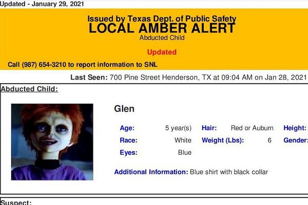 ¿"Chucky" secuestró a su hijo? Así lo alertaron en Texas