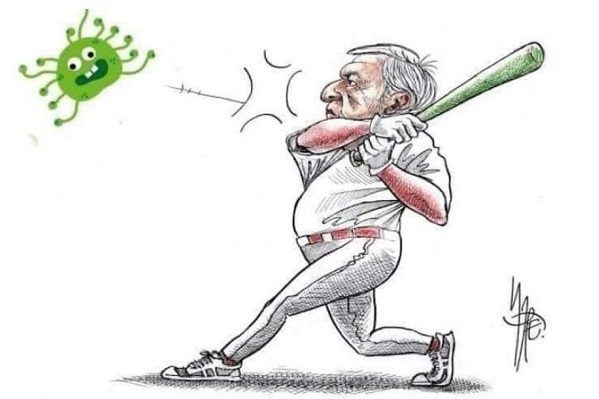 Tras controversia, Gobierno baja caricatura de AMLO bateando al Covid-19