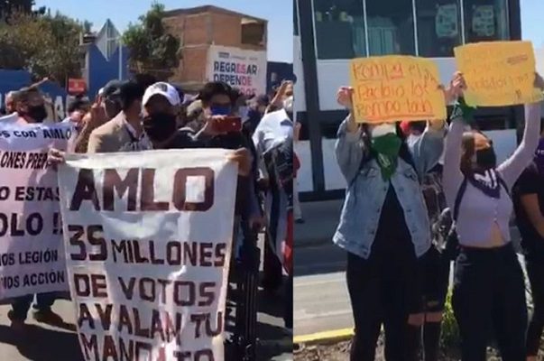 Simpatizantes de AMLO e integrantes de FRENAA chocaron en Querétaro #VIDEOS