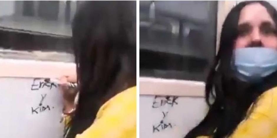 Detienen a #LadyRayones mujer que pintó un vagón del Metro #VIDEO