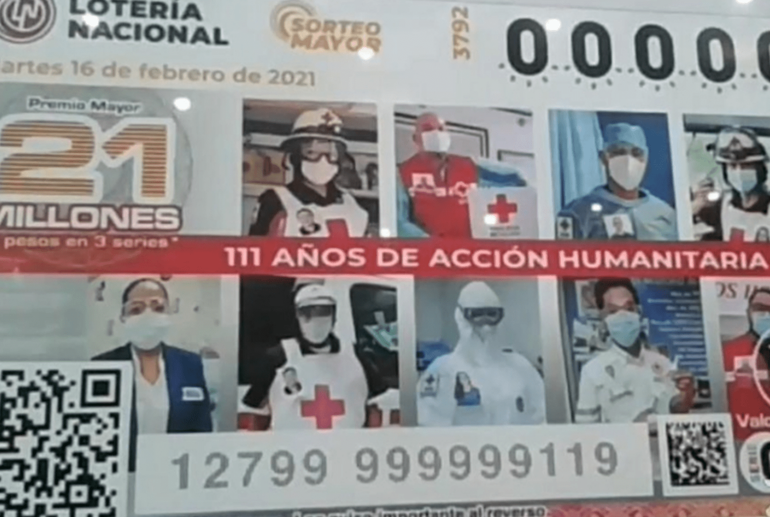 Devela Lotería Nacional billete conmemorativo por aniversario de la Cruz Roja
