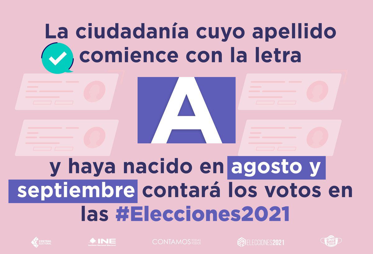 Si tu primer apellido comienza con A, integrarás las mesas directivas en casillas de elecciones