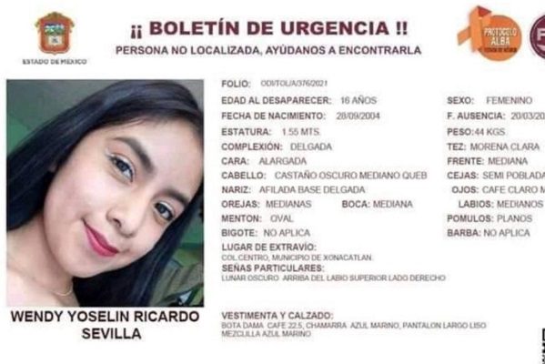 Hallan el cuerpo de Wendy Yoselin, desapareció en Xonacatlán este sábado
