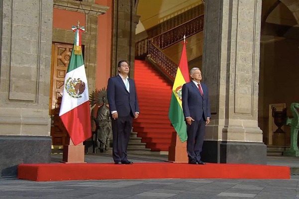 López Obrador recibe a presidente de Bolivia en Palacio Nacional