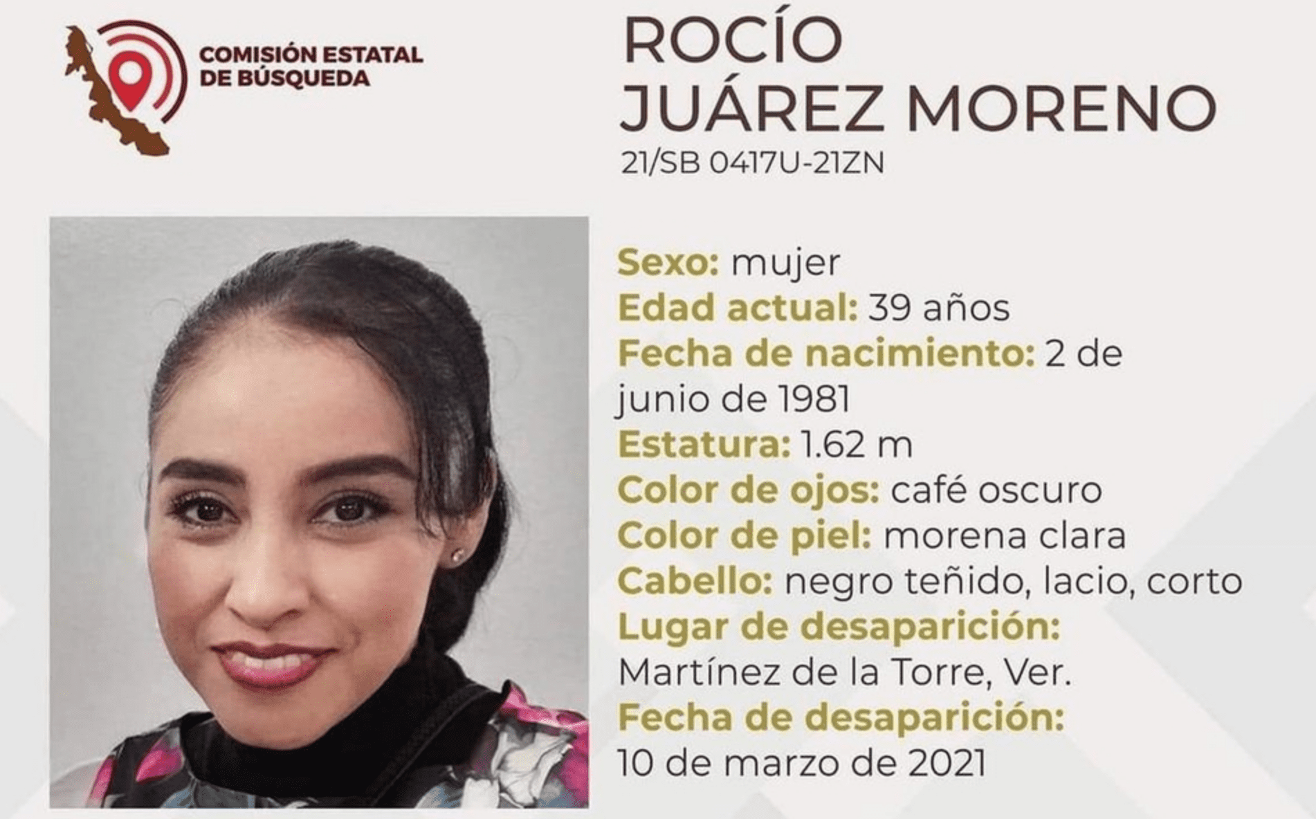 #TodasSomosRocío, piden ayuda para localizar a mujer en Veracruz