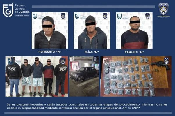 Caen tres presuntos integrantes de "Los "Rodolfos" en Milpa Alta