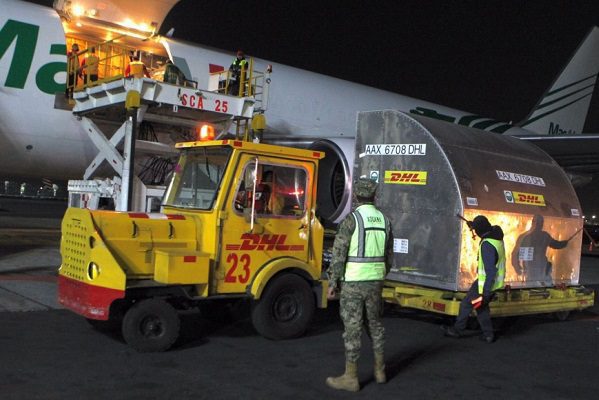 Arriba al AICM cargamento con 563 mil 940 dosis de Pfizer