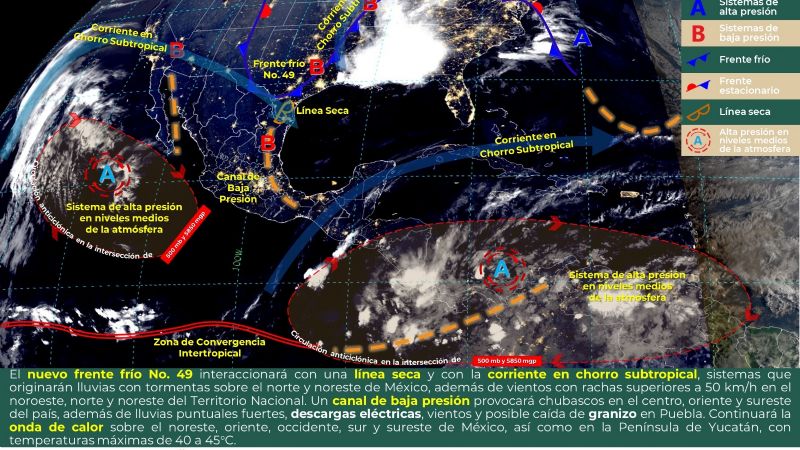 Calor y lluvias por frente frío 49, prevé SMN en norte de México