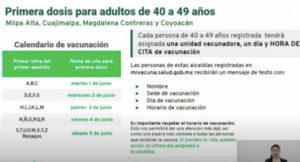 Iniciará vacunación para adultos de 40 a 49 años en cuatro alcaldías de la Ciudad de México