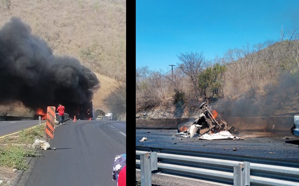 Choque provoca incendio en autopista Colima – Manzanillo