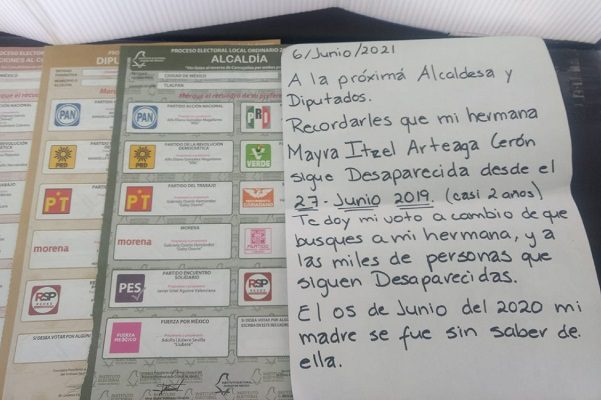 Familiares de desaparecidos añadieron reclamos a las boletas electorales