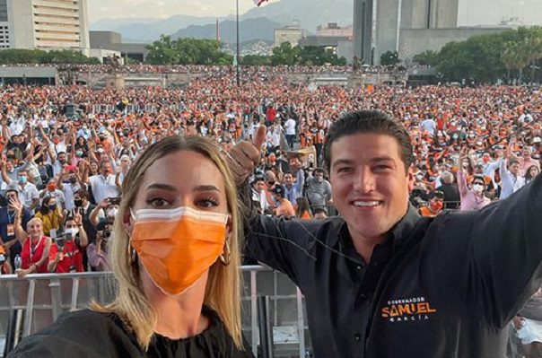 Con un gran evento, Samuel García festejó su virtual victoria en NL #VIDEO