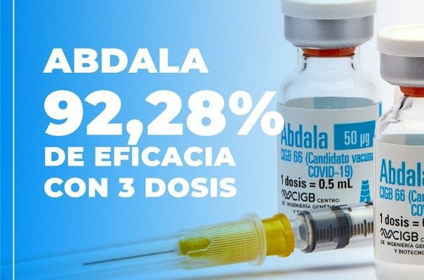Abdala, vacuna candidato de Cuba, tiene 92.2% de eficacia