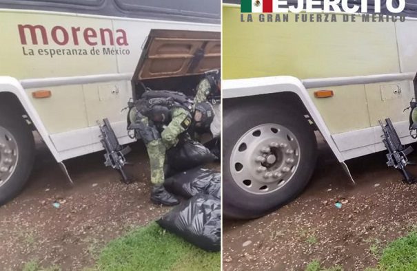 Desmienten que camión con droga en Michoacán tuviera logas de Morena