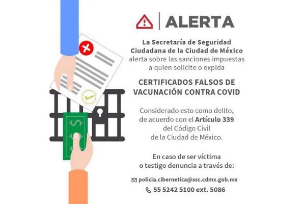 SSC alerta de certificados falsos de vacunación en Centro Histórico